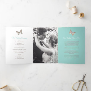 Trois Volets Programme de renouvellement mariage papillons aqua