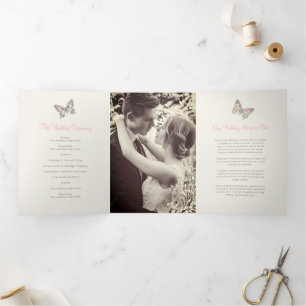 Trois Volets Programme de renouvellement mariage papillons rose