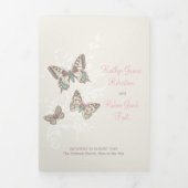 Trois Volets Programme de renouvellement mariage papillons rose (Page de couverture)