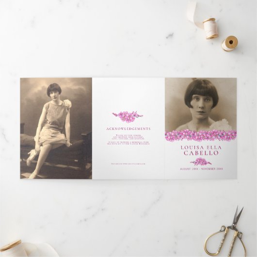 Trois Volets Programme de service funéraire rose oublime-pas fl (Extérieur)