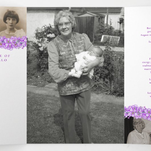 Trois Volets Programme de services funéraires violet oublime-no (Intérieur au milieu)