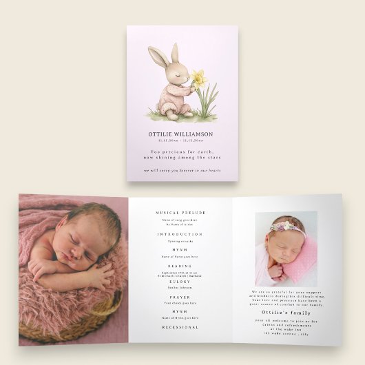 Trois Volets Programme funéraire "Lapin adorable "Brillant parm