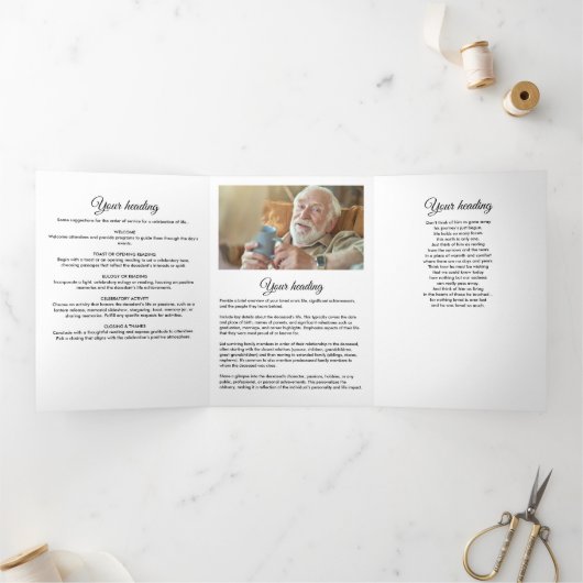 Trois Volets Programme funéraire triplé de 8 photos de script m (Intérieur)