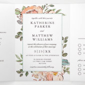 Trois Volets Romantic Sketchbook Florals Invitation Mariage Tou (Intérieur au milieu)