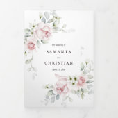 Trois Volets Roses floraux | Invitation mariage triplée (Page de couverture)