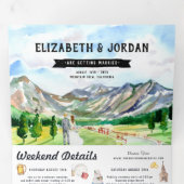 Trois Volets Rustique Montagne Rocheuse | Invitation de mariage (Intérieur en premier)