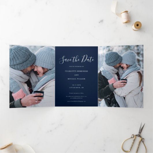 Trois Volets Script de 3 photos pour faire-part de mariage (Intérieur)
