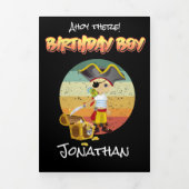 Trois Volets Sunset Pirate Boy 1er Anniversaire Carte Tri-Fold (Page de couverture)