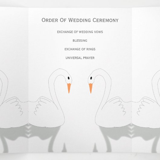 Trois Volets Swans Design Wedding Programme (Intérieur au milieu)