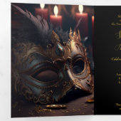 Trois Volets Sweet 16 Masquerade Party Invitation (Intérieur en premier)