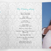 Trois Volets Turquoise Black Damask Tri-Fold Wedding Programme (Intérieur au milieu)