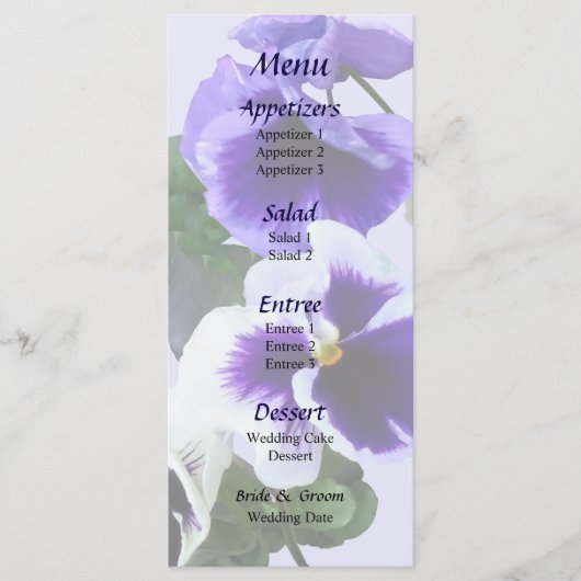Trois volets violets dans un menu Mariage de ligne (Devant)