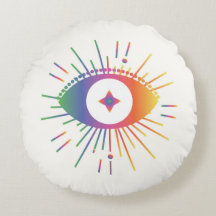 Troisième Coussin rond arc-en-ciel