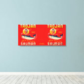 Trojaans merk Salmon Label - Red Canvas Afdruk (Insitu (Houten vloer))
