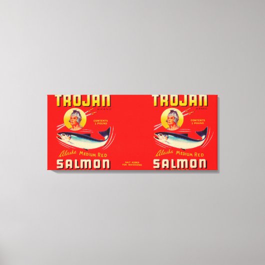 Trojaans merk Salmon Label - Red Canvas Afdruk (Voorkant)