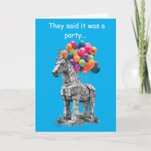 Trojaans Paard Verjaardag Grappige Humor Cadeau Kaart