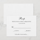 Trojane Elegante Trouw-RSVP Zachte Witte Linnen RSVP Kaartje (Voorkant / Achterkant)