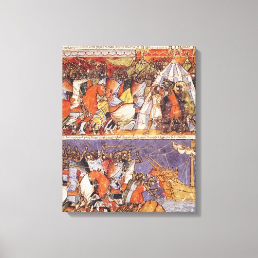 Trojans die het Griekse kamp invallen Canvas Afdruk (Voorkant)