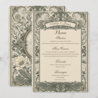 Trojans Elegant Bruin Goud Bloemig Trouwmenu Menu