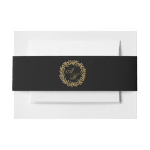 Trojse Franse Elegante Gouden Flora Monogram Huwel Uitnodigingen Wikkel