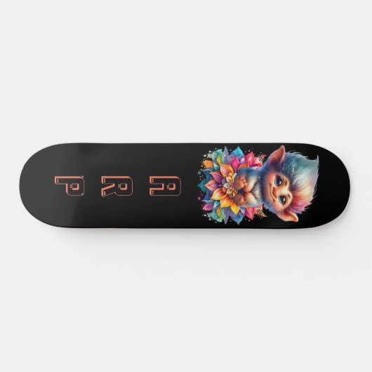 *~* Troll AP89 Hippie Neon Whimsical Initiaal Scha Skateboard (Horizontaal)