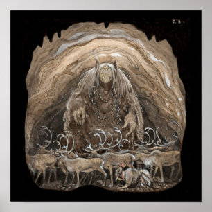 Troll, Boy en Reindeer Poster