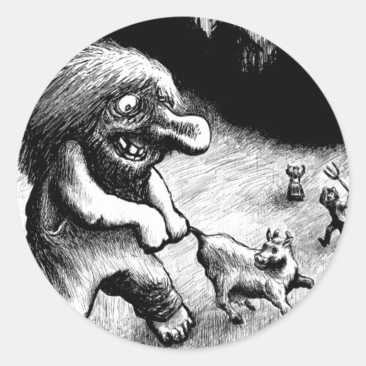 troll-clipart-13 ronde sticker (Voorkant)