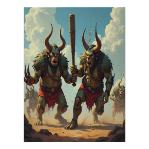 Troll Cricket Bat Bataille Glossy Affiche