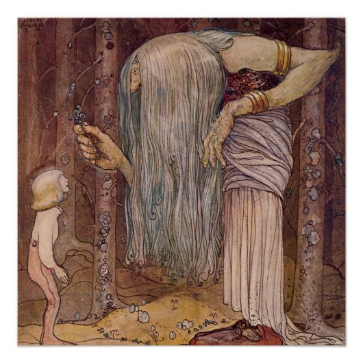 "Troll Herb"-Waterverf van John Bauer Perfect Poster (Voorkant)