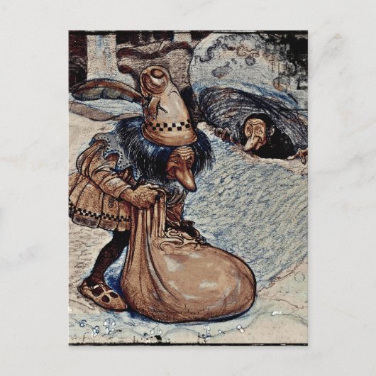 Troll met zijn hand in een tas briefkaart (Voorkant)