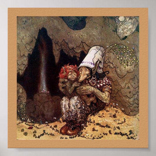 Troll Moeder naast een kampvuur Poster (Voorkant)