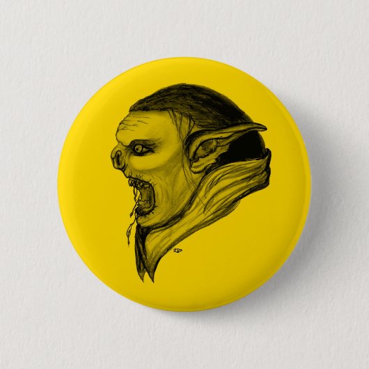 Troll schwarz gelb-ontwerp ronde button 5,7 cm (Voorkant)