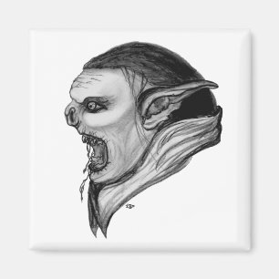 Troll zwart-wit ontwerp magneet