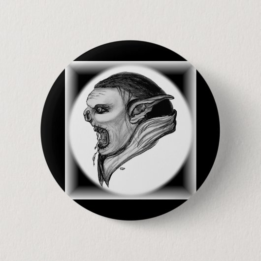 Troll zwart-wit ontwerp ronde button 5,7 cm (Voorkant)