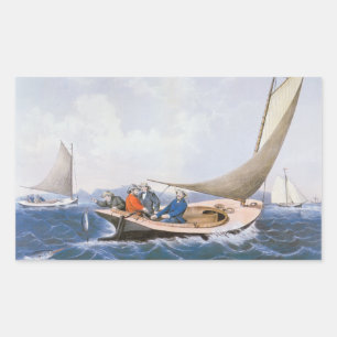 Trollen voor Blue Fsh voor de kust van Maine Rechthoekige Sticker