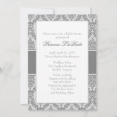 Trolley Gray Damask Bridal Shower Invitation Kaart (Voorkant)