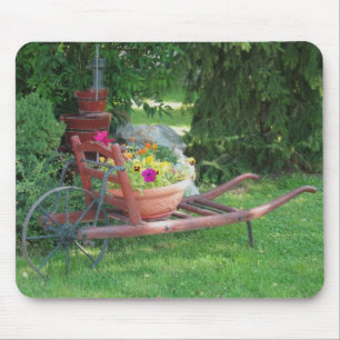 Trolley met bloemen muismat