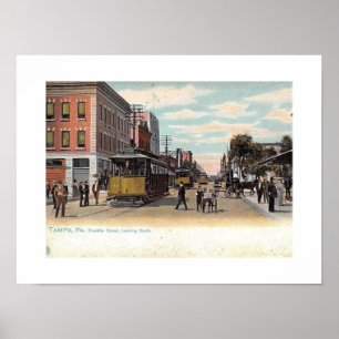 Trolley on Franklin St., Tampa, Florida Vintage Poster