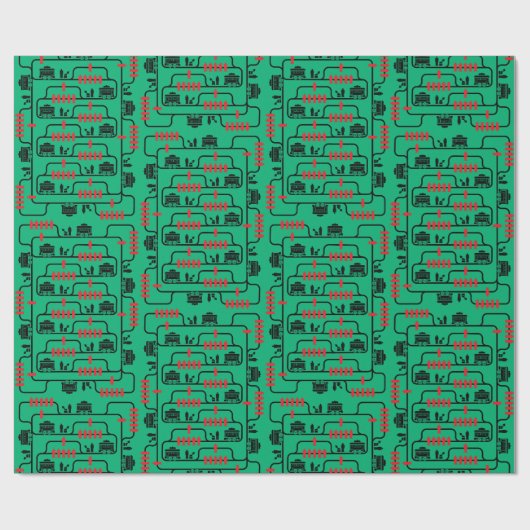 Trolley probleem - groene achtergrond cadeaupapier (Vlak)