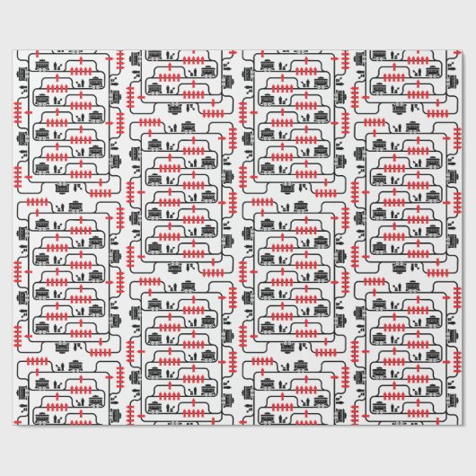 Trolley probleem - witte achtergrond cadeaupapier (Vlak)