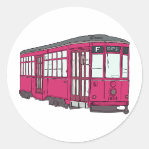 Trolley Trolleybus Streetcar Tram Trolleycar Ronde Sticker