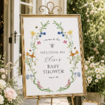 Trollige Wilde Bloem Bij Baby Shower Welkomstbord