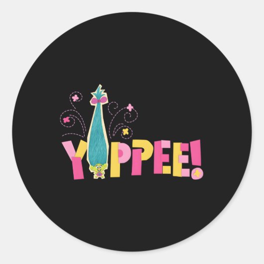 Trolls Yippee Smidge Ronde Sticker (Voorkant)