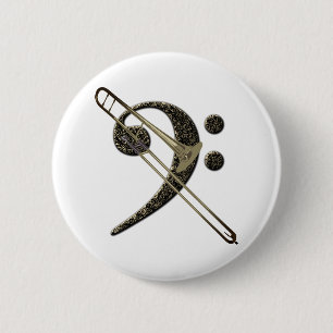 Trombone Bass Clef Music Instrument Ronde Button 5,7 Cm