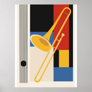 Trombone Bauhaus Print, Mid Century Kunst Poster