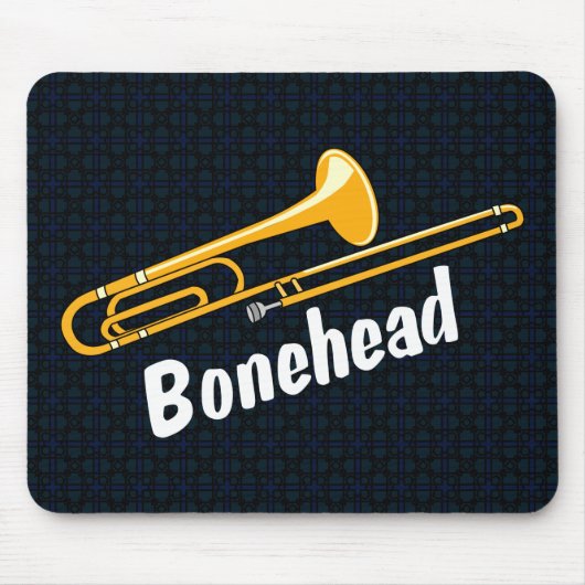 Trombone Bonehead Witte Tekst Muismat (Voorkant)