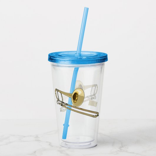 Trombone cartoon illustratie acryl drinkbeker (Achterkant)