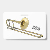 Trombone cartoon illustratie badge (Achterkant)