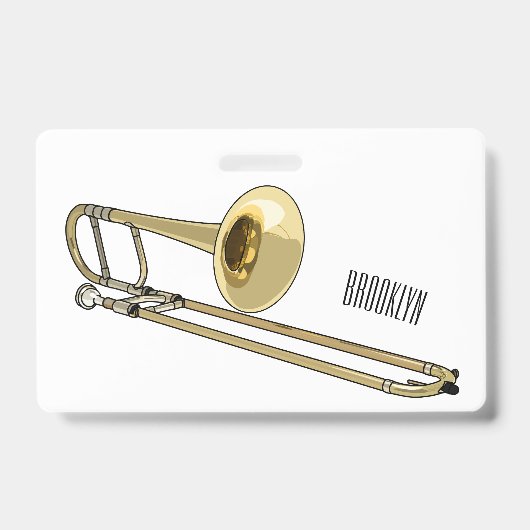 Trombone cartoon illustratie badge (Voorzijde)
