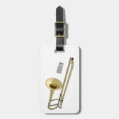 Trombone cartoon illustratie bagagelabel (Voorkant verticaal)